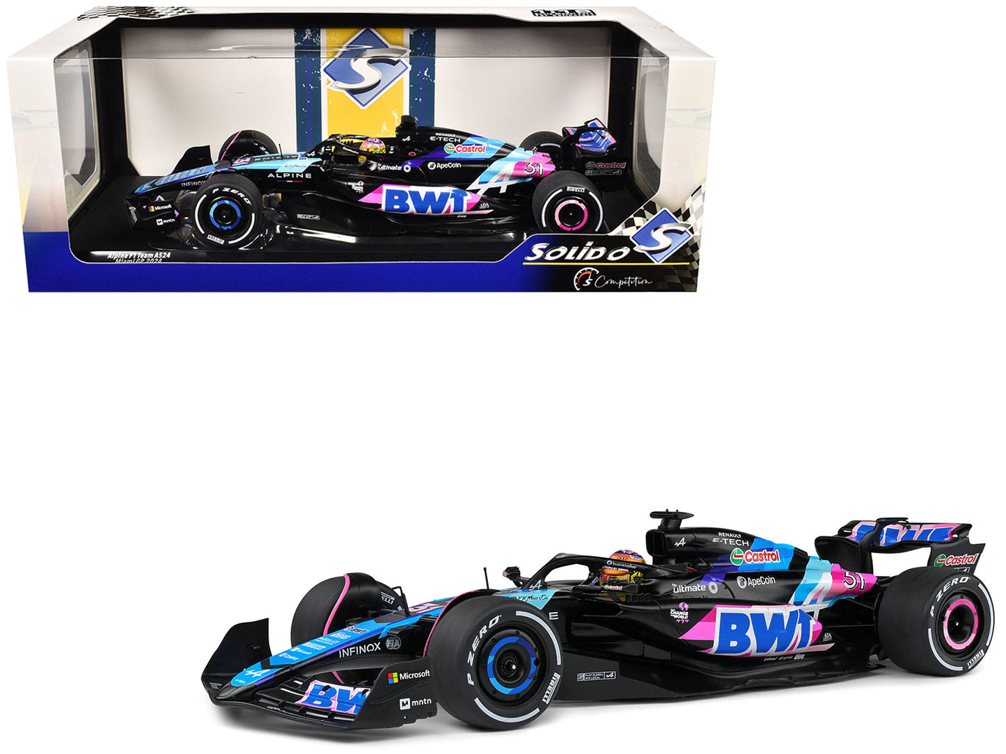 Alpine A524 #31 Esteban Ocon "BWT" Formula One F1 Miami GP (2024) "Competition" Series 1/18 Diecast Model Car