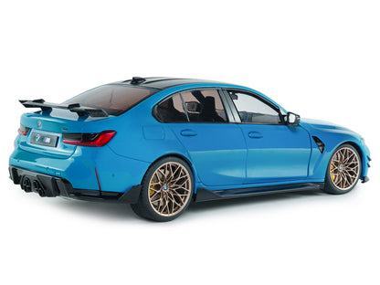 2024 BMW M3 Competition Daytona Beach Blue with Carbon Top 1/18 Diecast Model Car