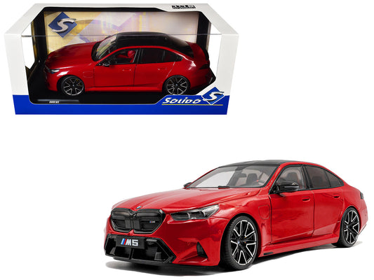 2025 BMW M5 Fire Red with Black Top 1/18 Diecast Model Car