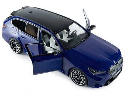 2025 BMW M5 Touring Marina Bay Blue Metallic with Black Top 1/18 Diecast Model Car