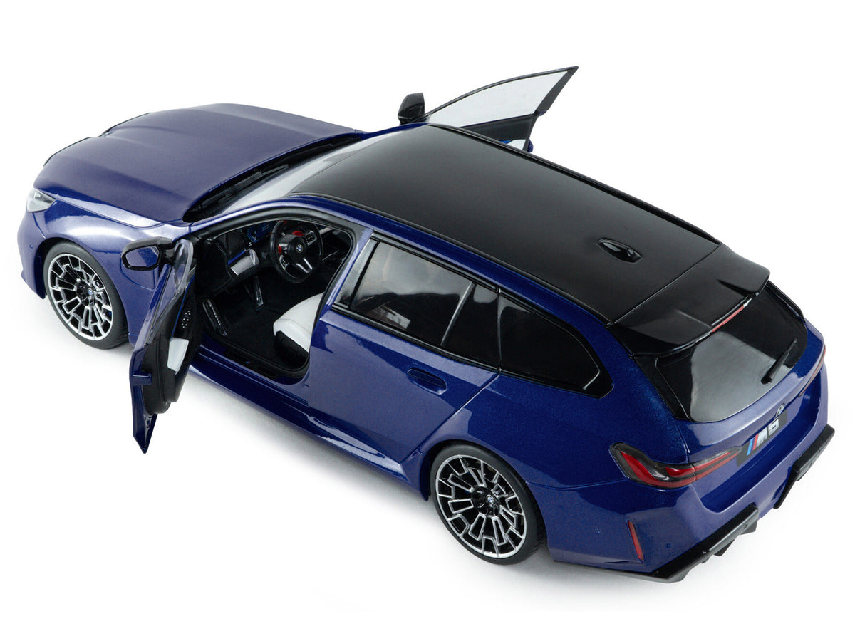 2025 BMW M5 Touring Marina Bay Blue Metallic with Black Top 1/18 Diecast Model Car