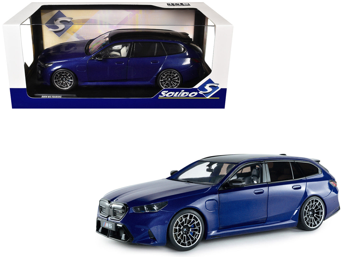 2025 BMW M5 Touring Marina Bay Blue Metallic with Black Top 1/18 Diecast Model Car