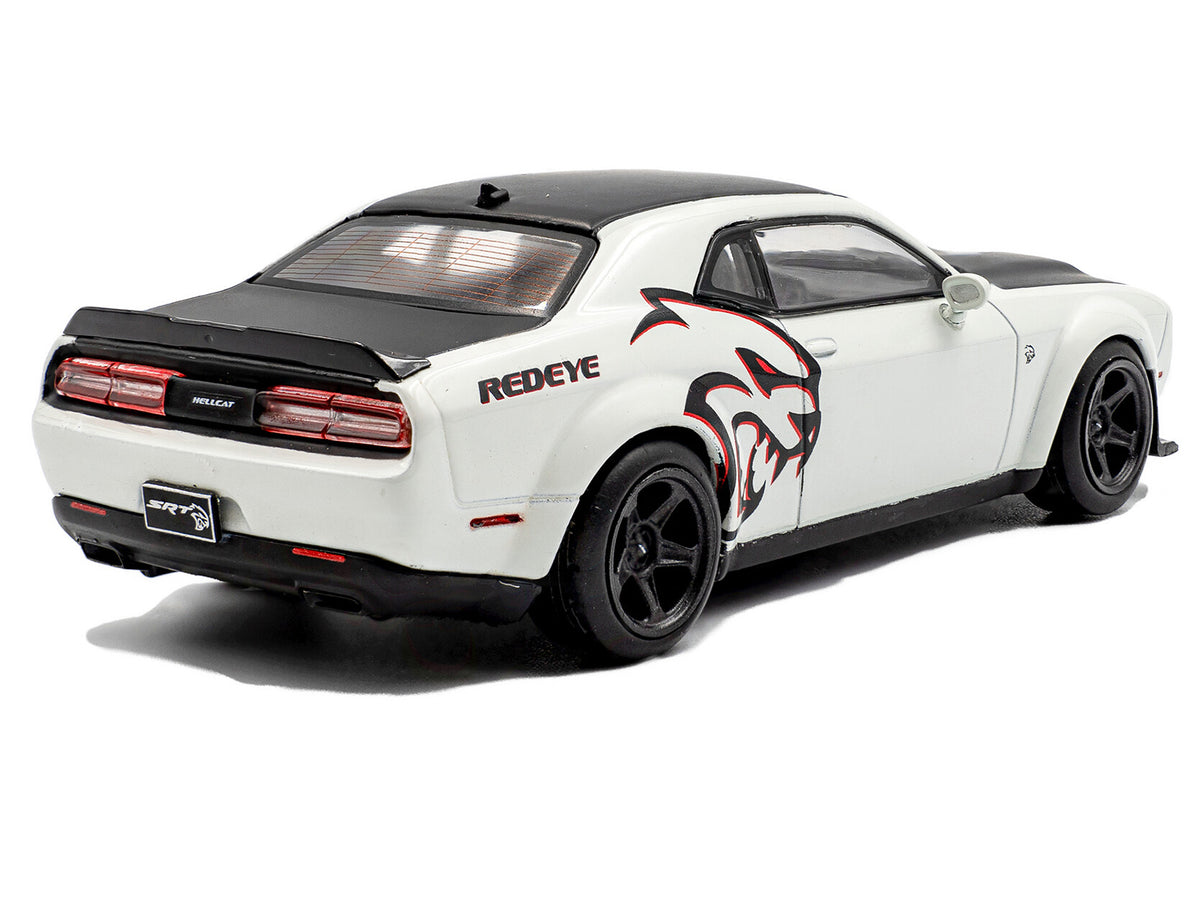 2020 Dodge Challenger SRT Hellcat Redeye Widebody White Knuckle with Matt Black Hood and Top 1/43 Diecast Model Car