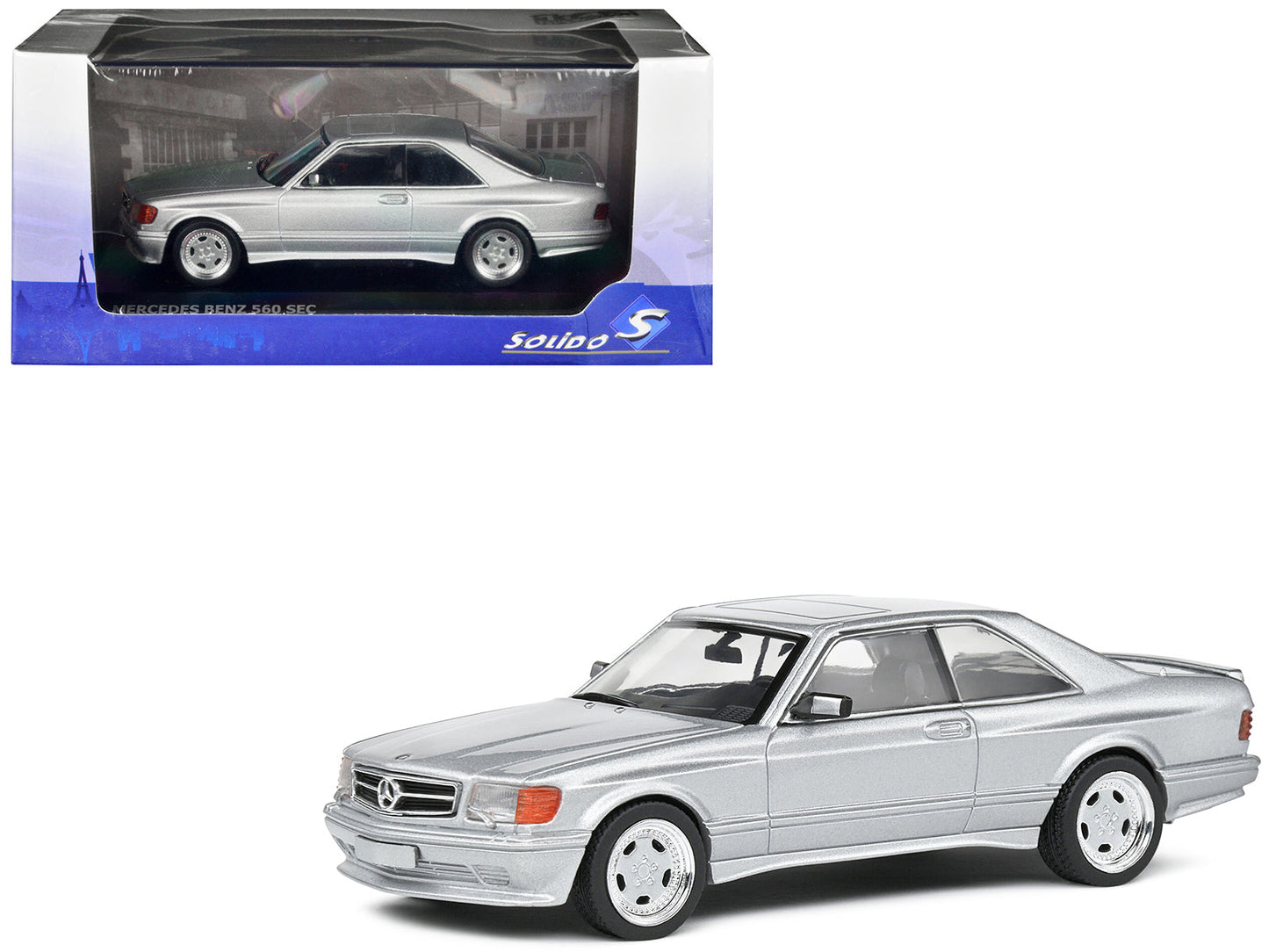 1990 Mercedes-Benz 560 SEC AMG WideBody Silver Metallic 1/43 Diecast Model Car