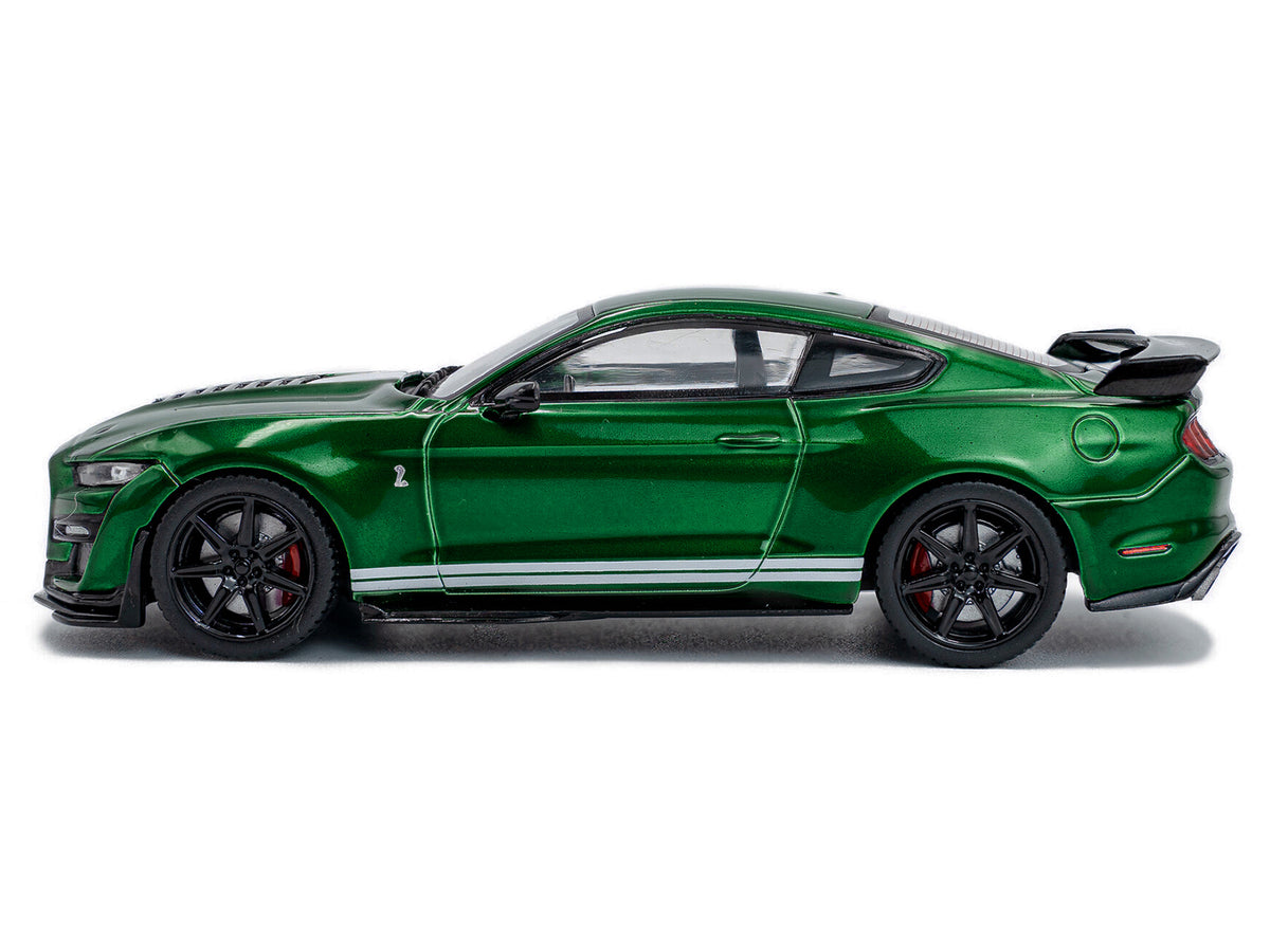 2020 Ford Mustang Shelby GT500 Fast Track Eruption Green Metallic with White Stripes 1/43 Diecast Model Car