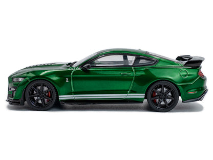 2020 Ford Mustang Shelby GT500 Fast Track Eruption Green Metallic with White Stripes 1/43 Diecast Model Car