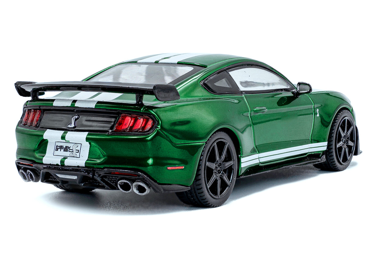 2020 Ford Mustang Shelby GT500 Fast Track Eruption Green Metallic with White Stripes 1/43 Diecast Model Car