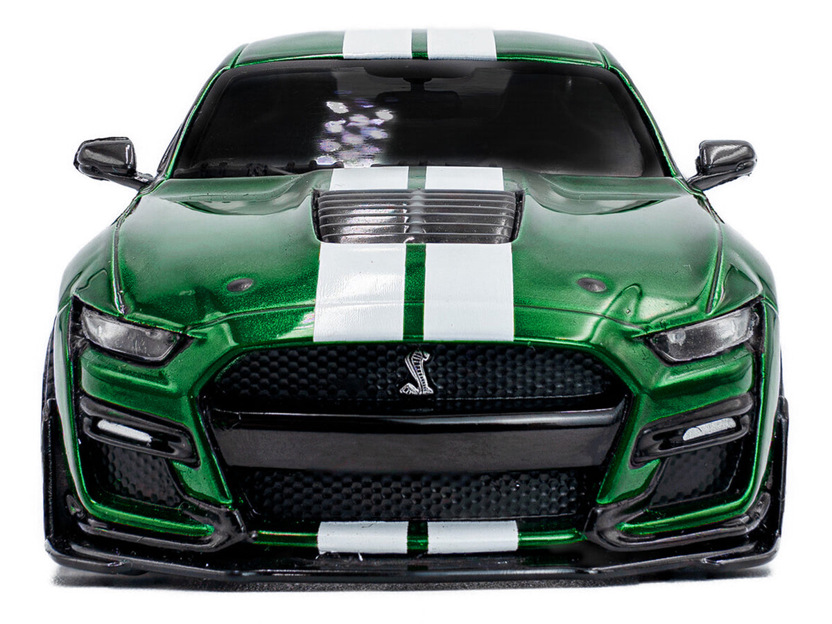 2020 Ford Mustang Shelby GT500 Fast Track Eruption Green Metallic with White Stripes 1/43 Diecast Model Car