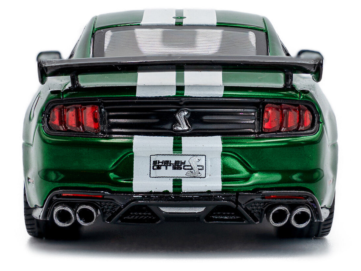 2020 Ford Mustang Shelby GT500 Fast Track Eruption Green Metallic with White Stripes 1/43 Diecast Model Car