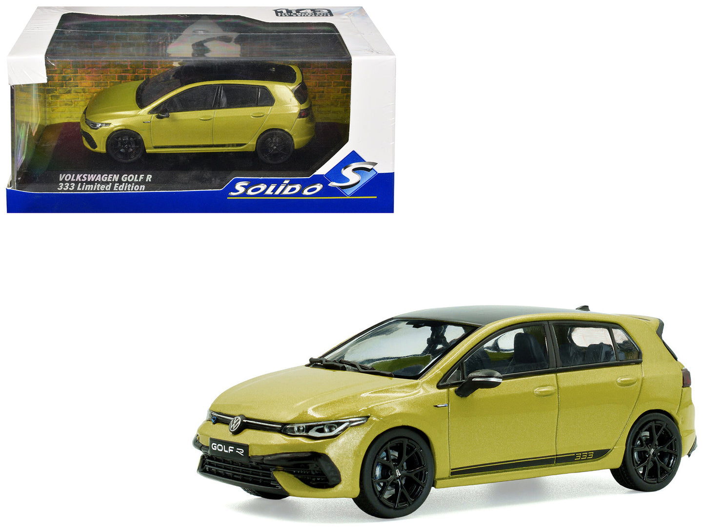 2023 Volkswagen Golf R 333 Limited Edition Lime Yellow Metallic with Black Top 1/43 Diecast Model Car