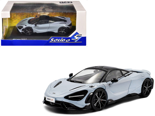 2020 McLaren 765LT Ceramic Gray with Black Top 1/43 Diecast Model Car