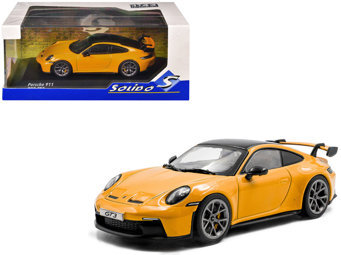 2023 Porsche 911 (992) GT3 Signal Yellow with Black Top 1/43 Diecast Model Car