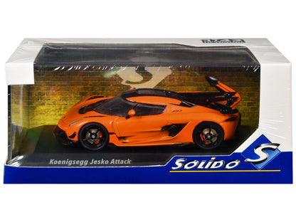 Koenigsegg Jesko Attack Tang Orange Metallic with Black Stripes 1/43 Diecast Model Car