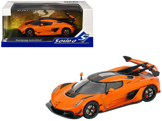 Koenigsegg Jesko Attack Tang Orange Metallic with Black Stripes 1/43 Diecast Model Car