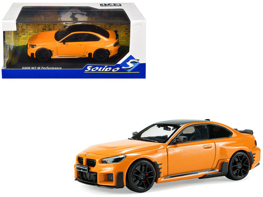 2024 BMW M2 M Performance Papaya Orange Metallic with Black Top 1/43 Diecast Model Car