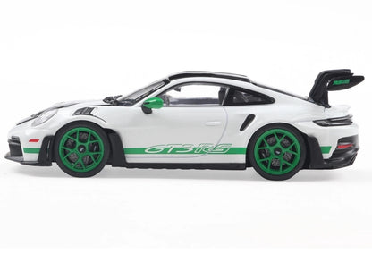 2023 Porsche 911 (992) GT3 RS "Tribute to Carrera RS Package" White with Green Stripes and Black Hood and Top 1/43 Diecast Model Car