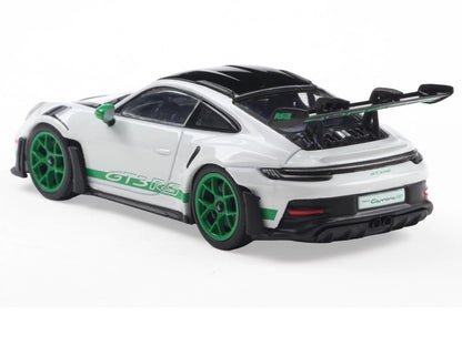 2023 Porsche 911 (992) GT3 RS "Tribute to Carrera RS Package" White with Green Stripes and Black Hood and Top 1/43 Diecast Model Car