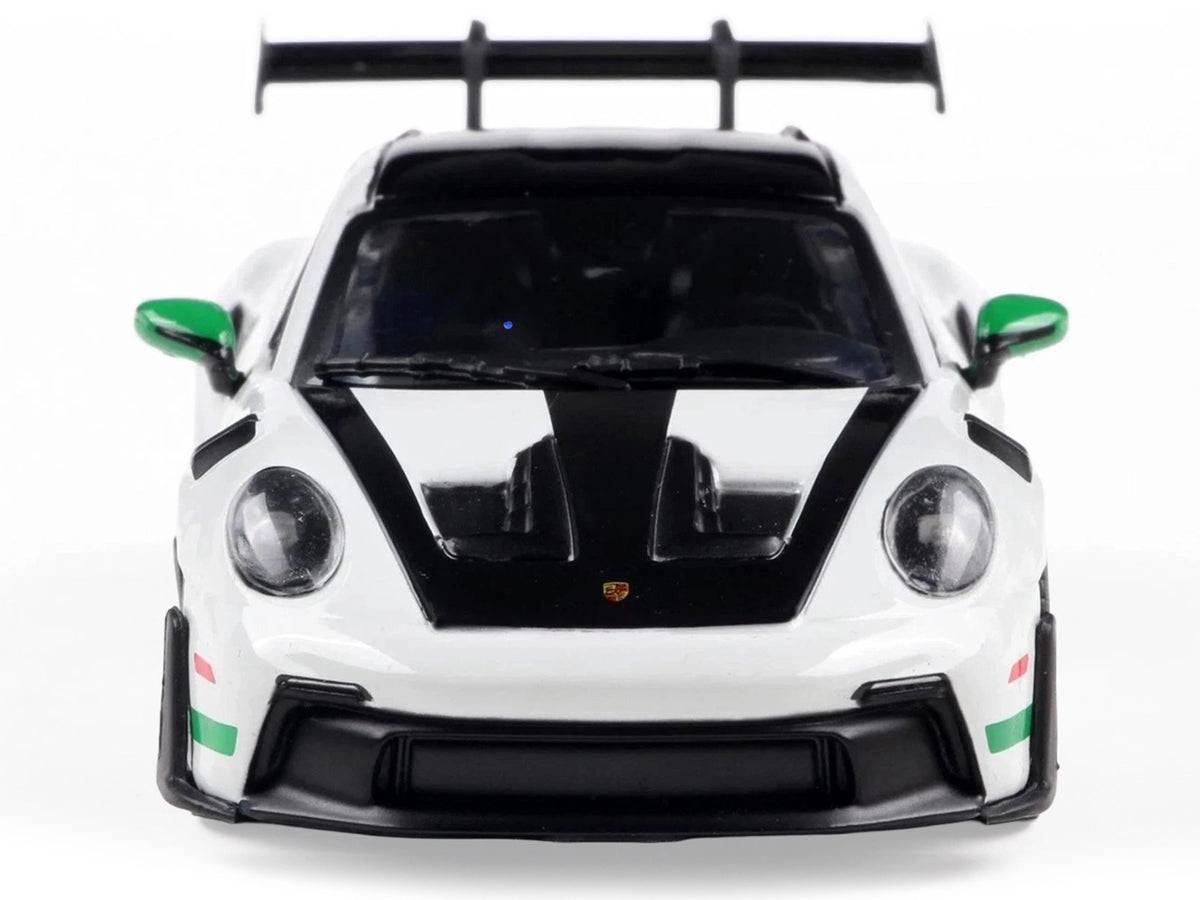 2023 Porsche 911 (992) GT3 RS "Tribute to Carrera RS Package" White with Green Stripes and Black Hood and Top 1/43 Diecast Model Car