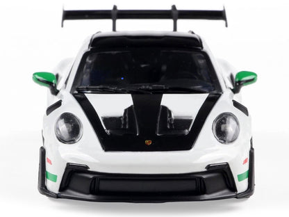 2023 Porsche 911 (992) GT3 RS "Tribute to Carrera RS Package" White with Green Stripes and Black Hood and Top 1/43 Diecast Model Car