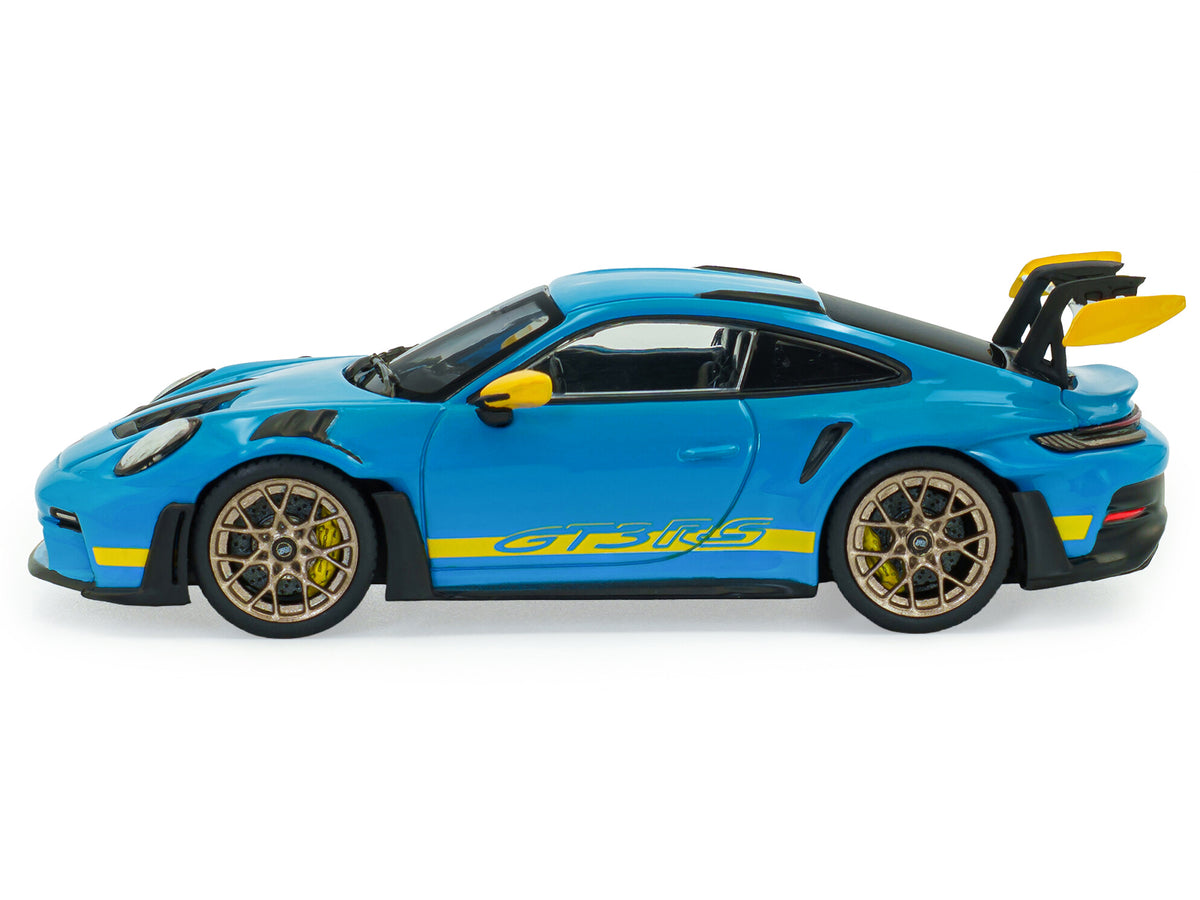 2023 Porsche 911 (992) GT3 RS "Tribute to 24 Hours of Daytona 2003" Riviera Blue with Yellow Stripes 1/43 Diecast Model Car