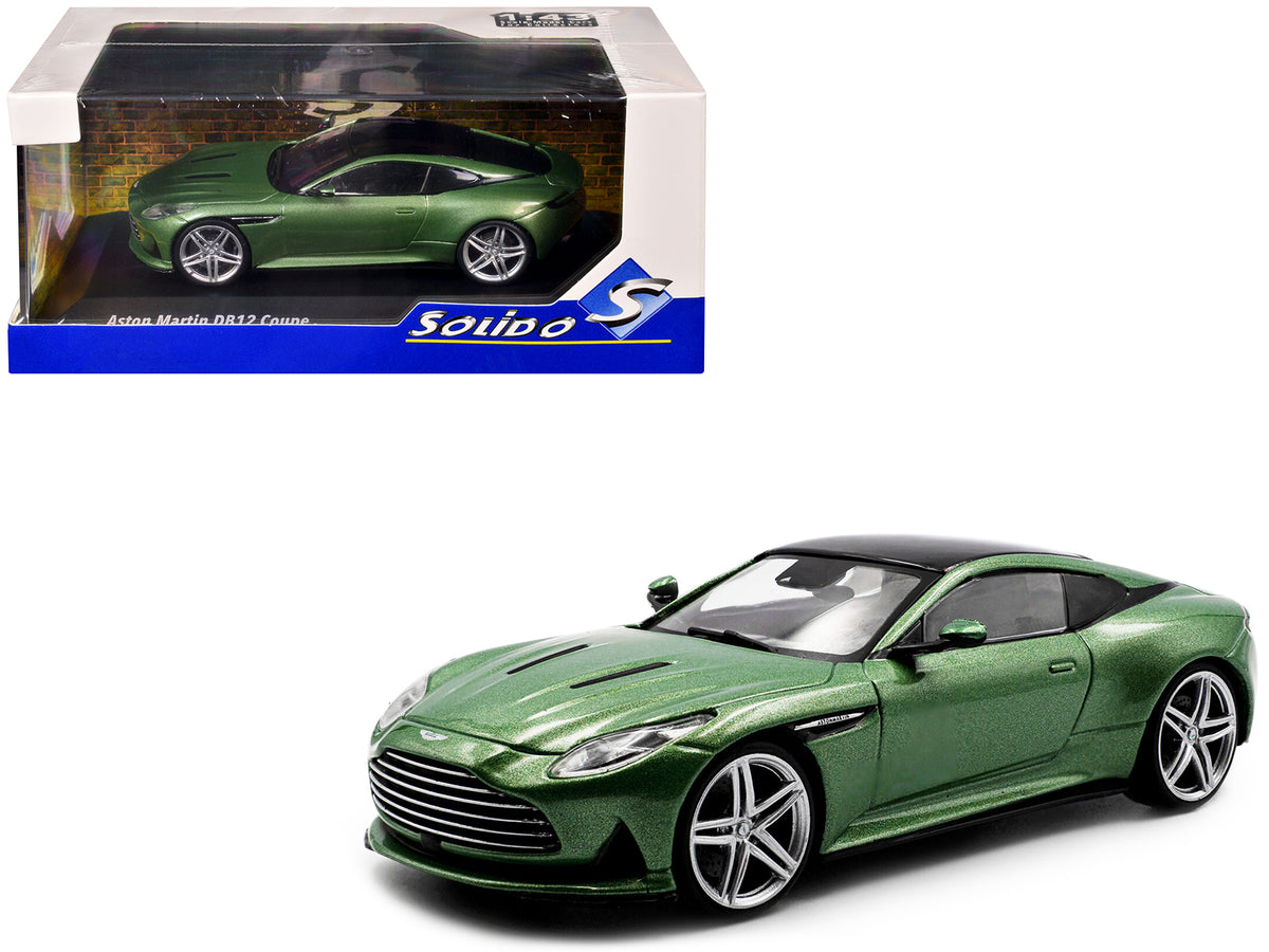2023 Aston Martin DB12 Coupe Iridescent Emerald Metallic with Black Top 1/43 Diecast Model Car
