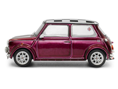 1997 Mini Cooper Sport Purple Metallic with White Stripes and Checkered Top 1/43 Diecast Model Car
