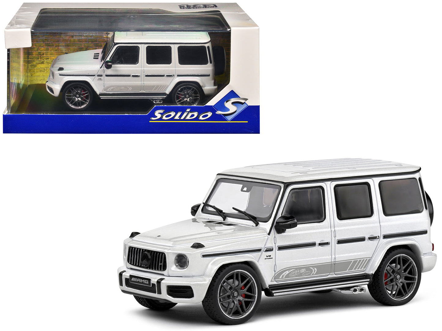 2022 Mercedes-Benz AMG G63 Diamond White Metallic with Graphics 1/43 Diecast Model Car