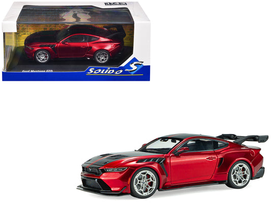 2025 Ford Mustang GTD Chroma Flame Red Metallic with Black Stripes 1/43 Diecast Model Car