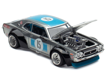 Datsun Laurel C130 RHD (Right Hand Drive) #15 Raw Metal with Blue Stripes "APA XPO 2025 Exclusive" 1/64 Diecast Model Car