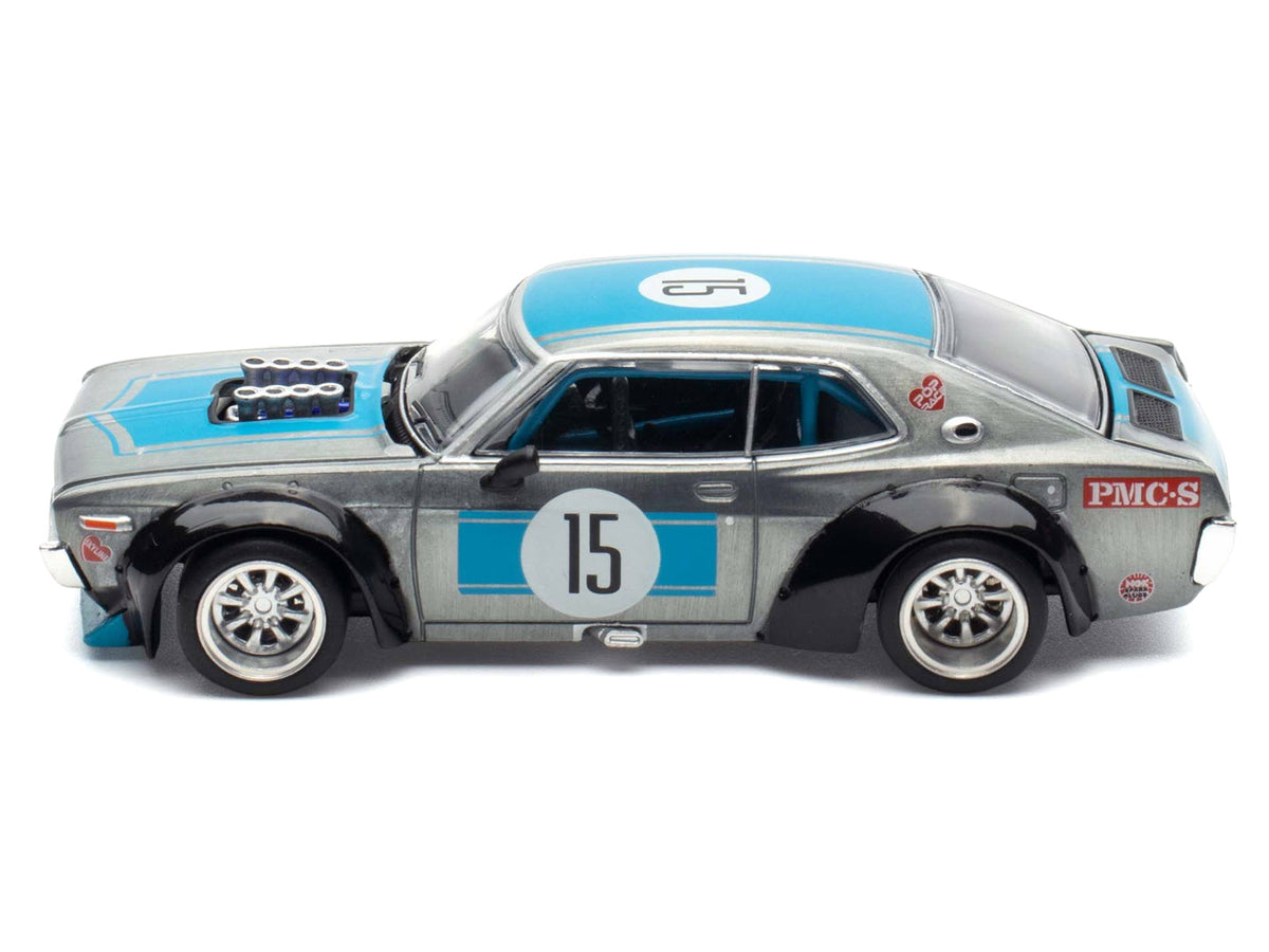 Datsun Laurel C130 RHD (Right Hand Drive) #15 Raw Metal with Blue Stripes "APA XPO 2025 Exclusive" 1/64 Diecast Model Car