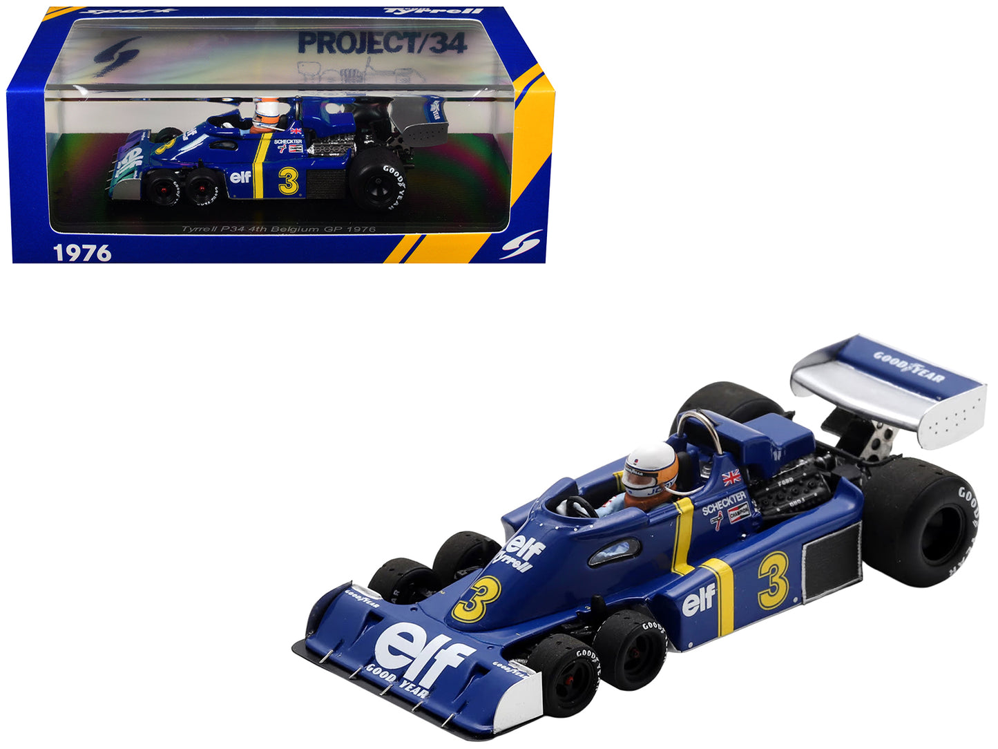 Tyrrell P34 #3 Jody Scheckter Formula One F1 "Belgian GP" (1976) with Driver 1/43 Model Car