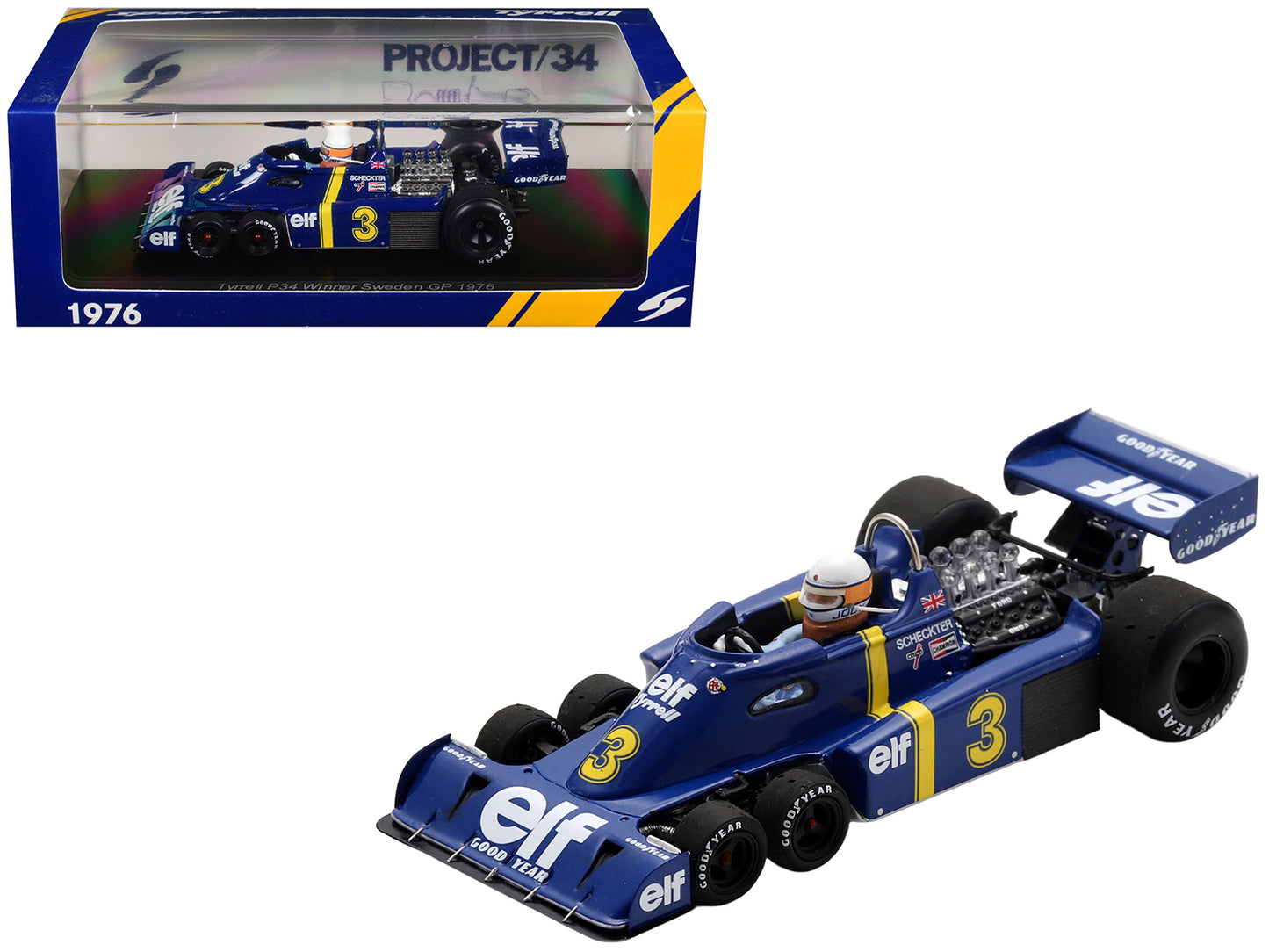 Tyrrell P34 #3 Jody Scheckter Winner Formula One F1 "Swedish GP" (1976) with Driver 1/43 Model Car