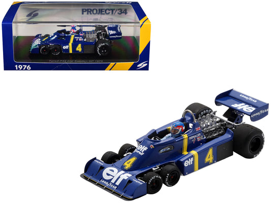 Tyrrell P34 #4 Patrick Depailler 2nd Place Formula One F1 "Swedish GP" (1976) with Driver 1/43 Model Car