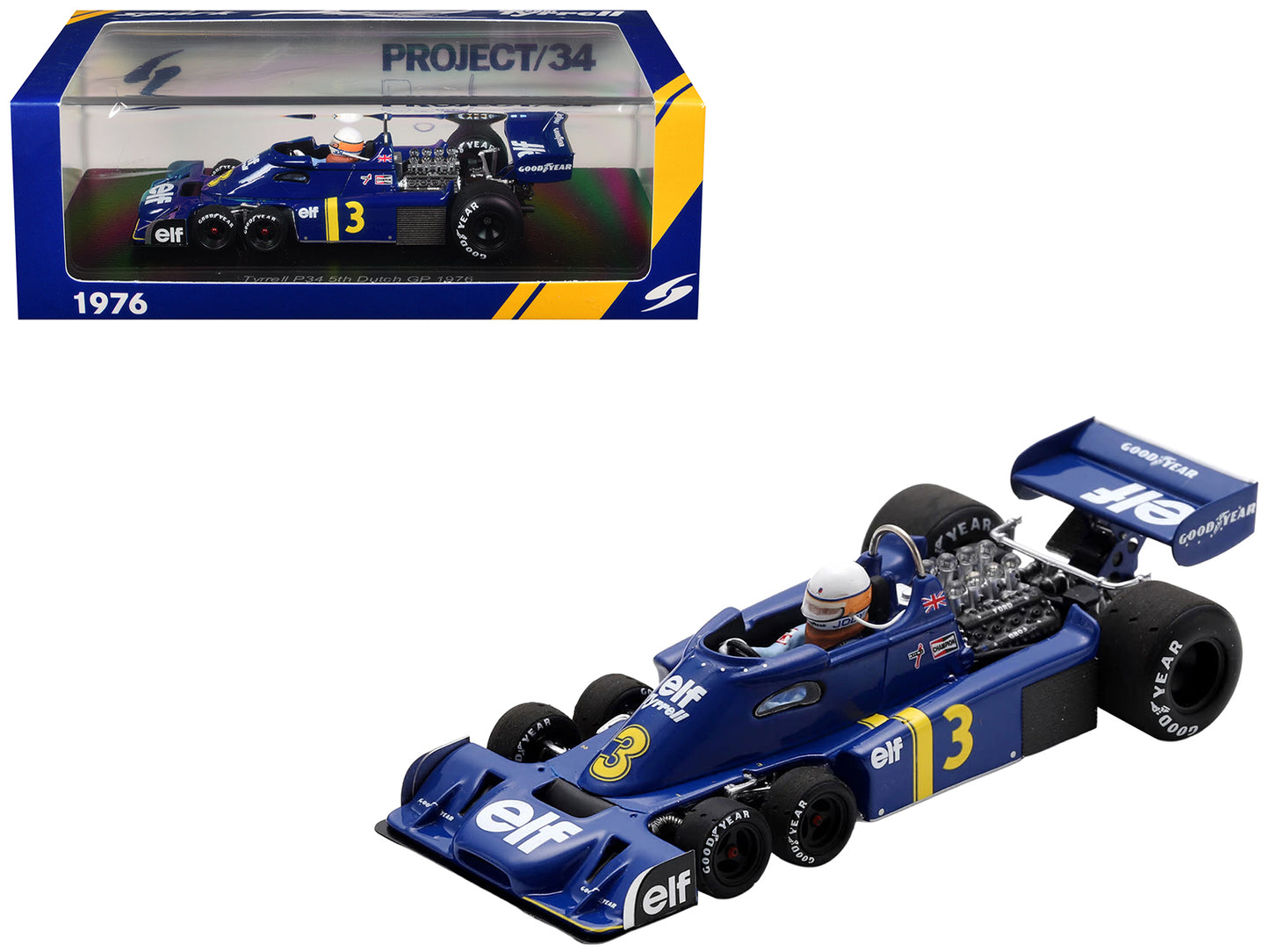 Tyrrell P34 #3 Jody Scheckter Formula One F1 "Dutch GP" (1976) with Driver 1/43 Model Car