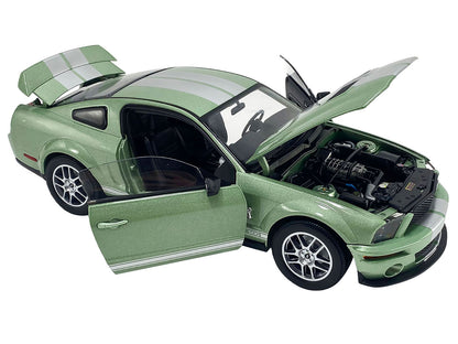 2007 Ford Shelby GT500 Lime Green Metallic with Silver Stripes "Shelby Collectibles" Series 1/18 Diecast Model Car