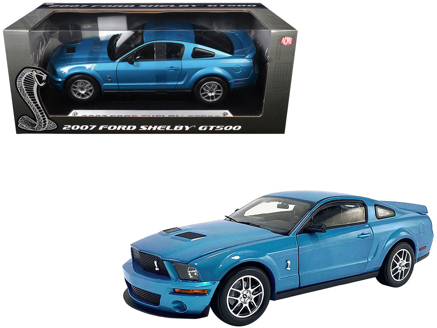 2007 Ford Shelby GT500 Windveil Blue Metallic "Shelby Collectibles" Series 1/18 Diecast Model Car