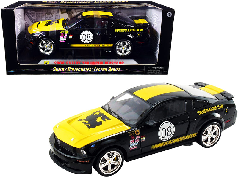 2008 Ford Shelby Mustang #08 "Terlingua" Black and Yellow "Shelby Collectibles Legend" Series 1/18 Diecast Model Car