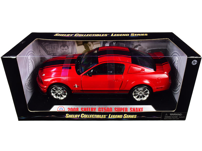 2008 Ford Shelby Mustang GT500 Super Snake Red with Black Stripes "Shelby Collectibles Legend" Series 1/18 Diecast Model Car