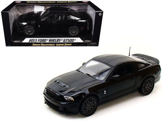2013 Ford Shelby Mustang Cobra GT500 SVT Black with Black Stripes 1/18 Diecast Car Model