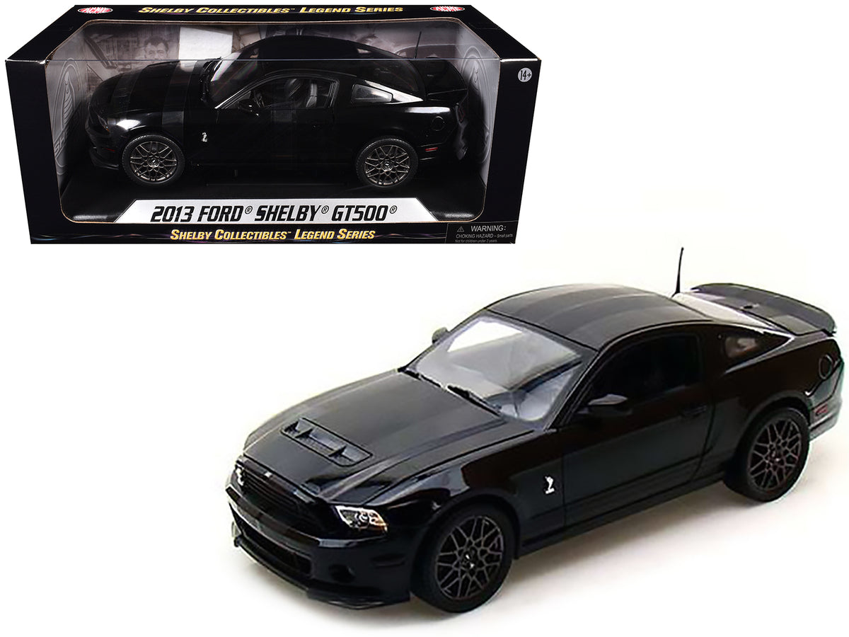2013 Ford Shelby Mustang Cobra GT500 SVT Black with Black Stripes 1/18 Diecast Car Model