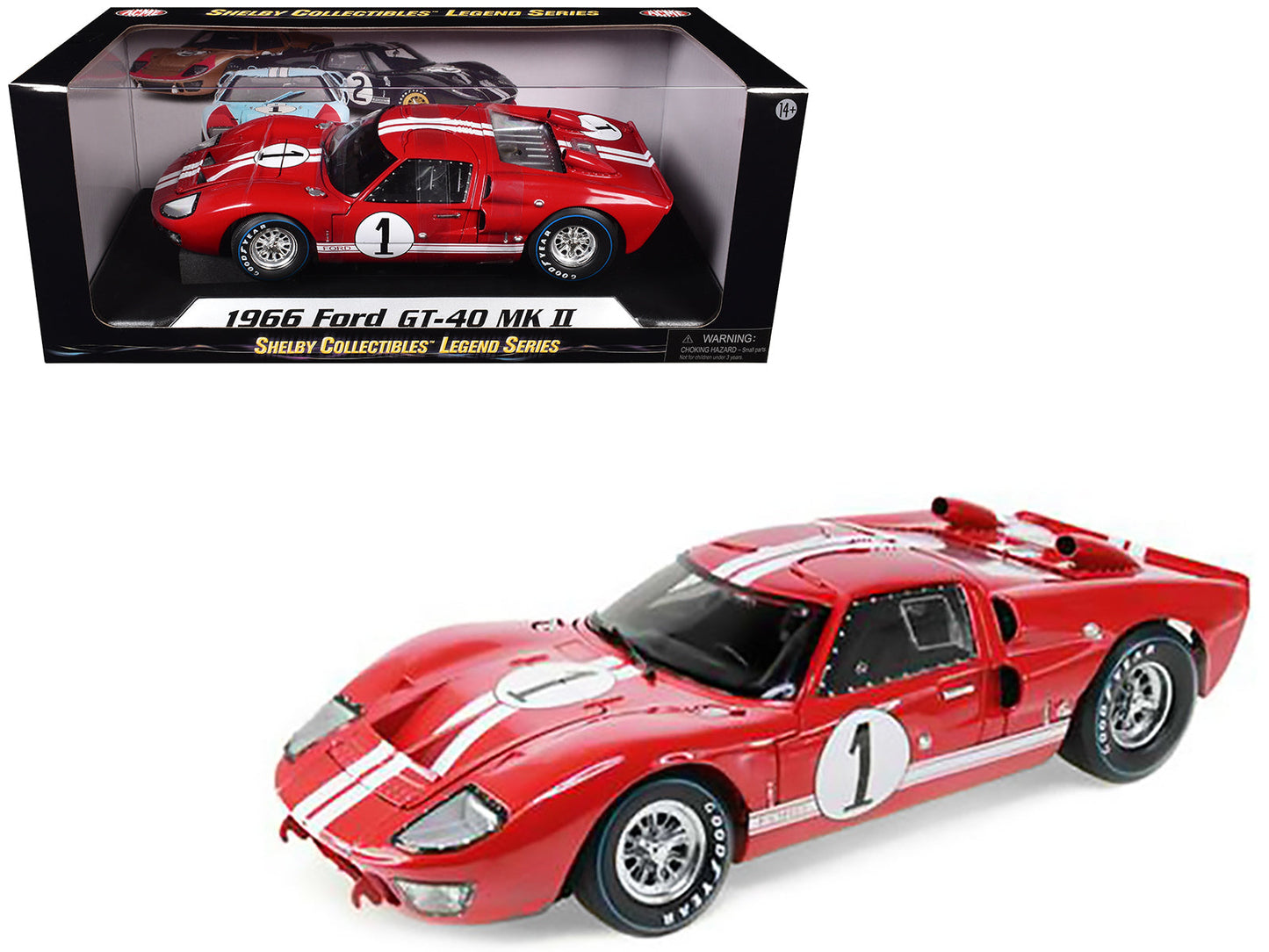 1966 Ford GT-40 MK 2 Red #1 1/18 Diecast Model Car