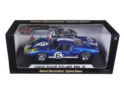 1966 Ford GT-40 MK 2 Blue #6 1/18 Diecast Car Model