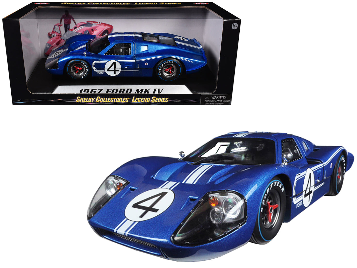 Ford GT MK IV #4 Blue L. Ruby - D. Hulme 24 Hours of Le Mans (1967) 1/18 Diecast Model Car