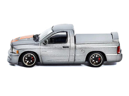 2003 Dodge Ram SRT-10 Pickup Truck Gray Metallic with Orange Stripes 1/64 Diecast Model Car