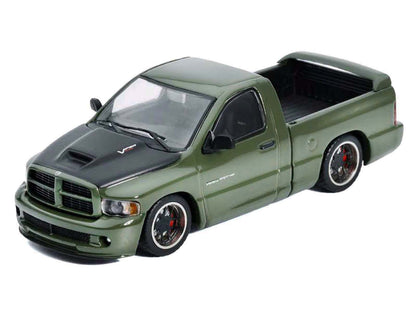 2003 Dodge Ram SRT-10 Pickup Truck Green Metallic with Matt Black Hood 1/64 Diecast Model Car