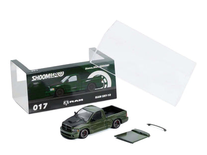 2003 Dodge Ram SRT-10 Pickup Truck Green Metallic with Matt Black Hood 1/64 Diecast Model Car
