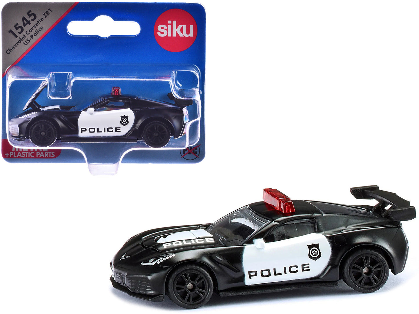 Chevrolet Corvette ZR1 Police Car Black and White Diecast Model Car