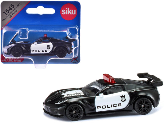 Chevrolet Corvette ZR1 Police Car Black and White Diecast Model Car