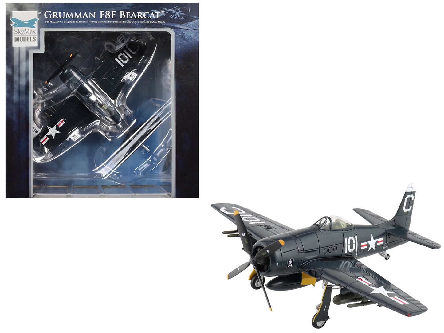 Grumman F8F-2 Bearcats Fighter Aircraft "121717 VF-61 Jolly Rogers" (1949) United States Navy "SkyMax Flying Heroes" Series 1/72 Diecast Model