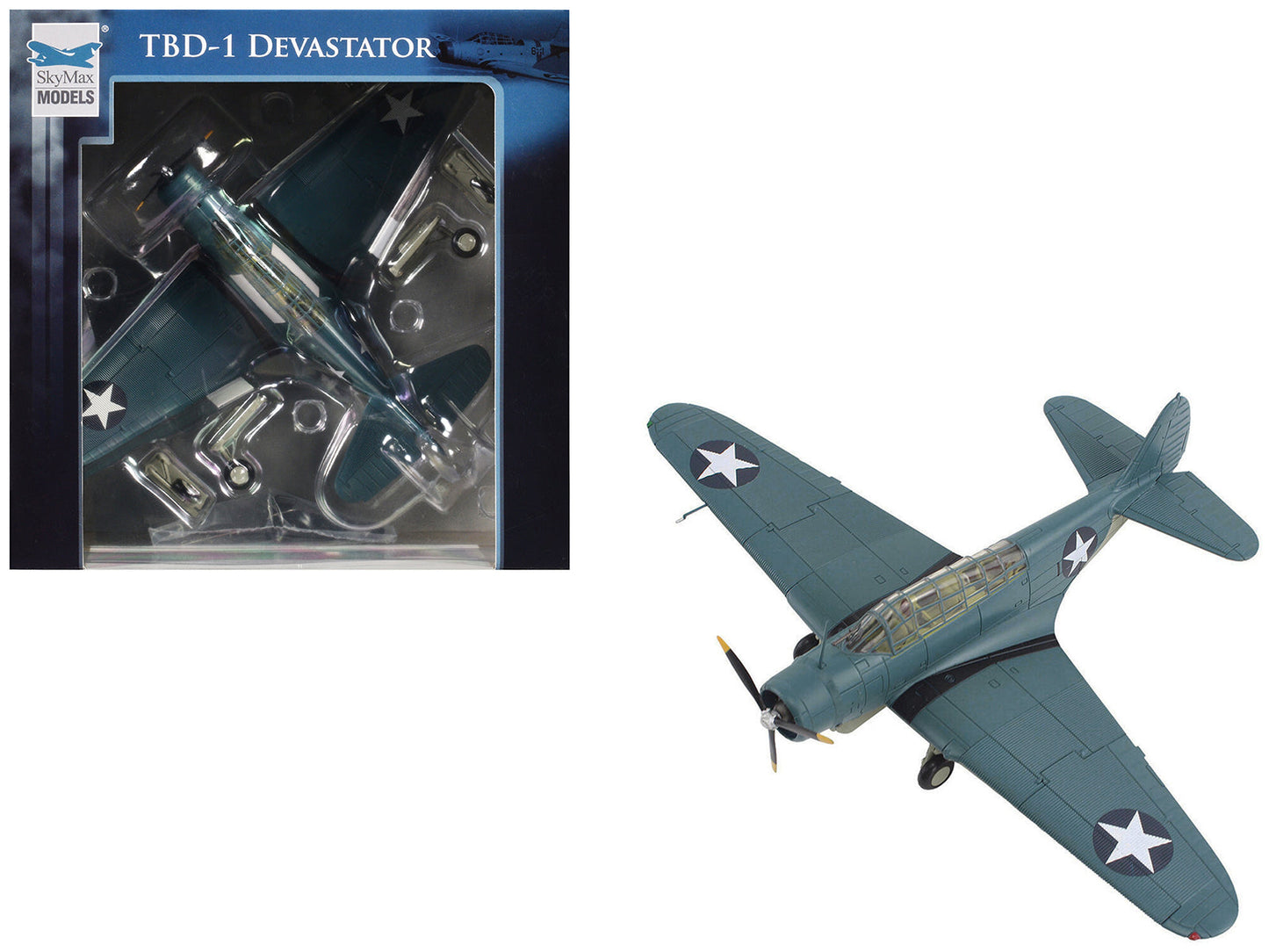 Douglas TBD-1 Devastator Bomber Aircraft "Battle of Midway Lt Cdr EE Lindsey VT-6 USS Enterprise" (1942) United States Navy "SkyMax Models" Series 1/72 Diecast Model